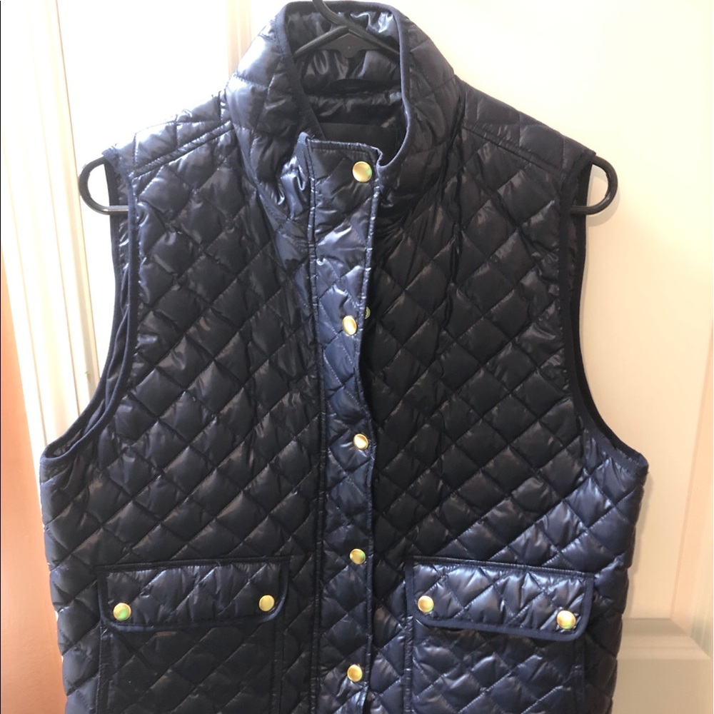J crew navy/gold quilted vest